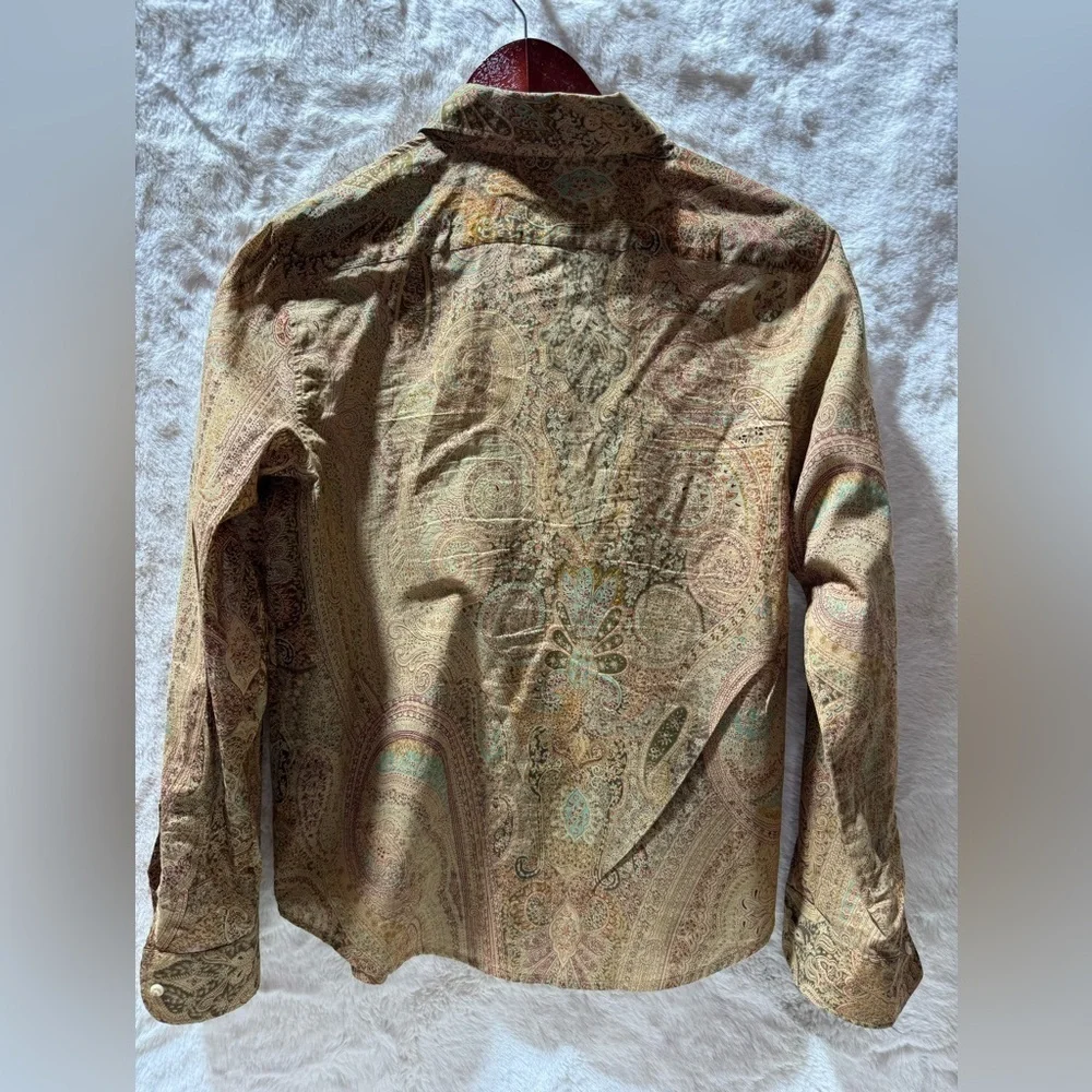 Lauren Ralph Lauren Corpcore Heritage 100% Cotton gold multicolor Shirt Medium - Picture 9 of 14